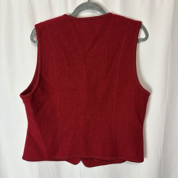 Lands End Red 100% Boiled Wool Button Up Vest Womens Size 16P Vintage Hong Kong - Picture 7 of 7